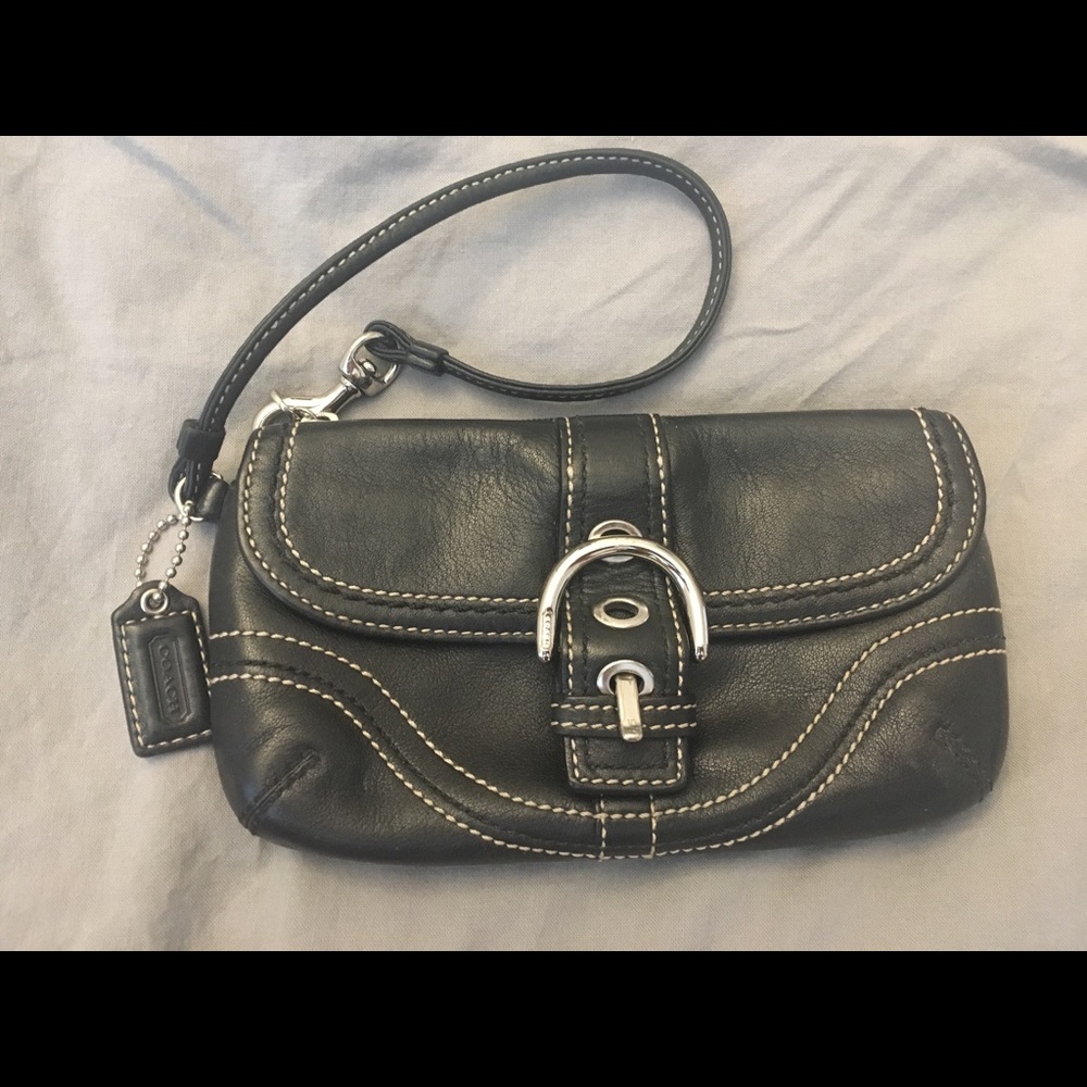 Vintage Black Leather Coach Wristlet